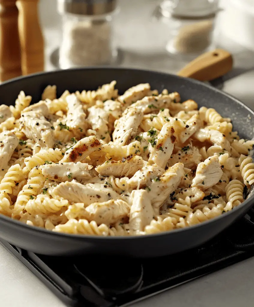 Creamy White Cheddar Chicken Pasta Recipe - katyrecipes.com