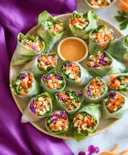 Vegetable Spring Rolls With Peanut Sauce Recipe - katyrecipes.com